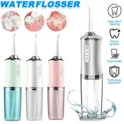 Cordless Dental Teeth Flosser Tooth Cleaner 4 Nozzles Pick Oral Water Jet 3-Mode