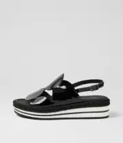New Django & Juliette Alberte Black Patent Leather Sandals Womens Shoes Casual
