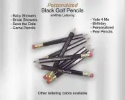 Black, Mini Golf Pencils, Bridal Shower, Baby Shower, Wedding Announcement