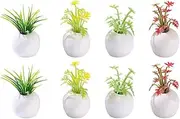 SOPOTUTU 8 pcs Miniature Faux Potted Succulents Realistic Artificial Plants for Dollhouses Home Decor and Photography Props Compact Lightweight for Miniature Gardens