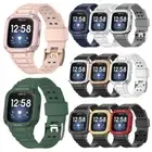 For Fitbit Versa 4/3/2/1 Versa Lite/Sense TPU Sport Band Strap + Rugged PC Case