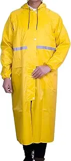 [AIMALL] Men's Overalls Waterproof Raincoat Lightweight Work Hooded Long Coats RAIN COAT with Reflective Safety Strips