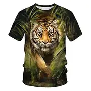 Men's Tiger T shirt Short Sleeve T shirt Round Neck Shirt Casual Slim Fit Outdoor Casual Daily Black Spring, Fall, Winter, Summer Clothing Apparel M L XL 2XL 3