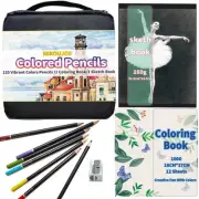 120 pcs Colored Pencils Set Color pencils with Coloring BookSketchpadTravel C...