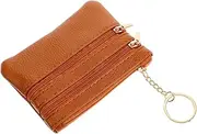 [Baluue] Compact Zipper Wallet for Women Leather Coin Purse with Key Holder Versatile Storage for Cards and Keys Portable Design for Daily Use