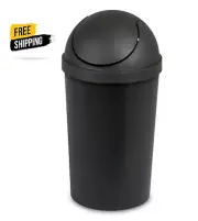 Sterilite 3 Gallon Trash Can, Plastic Round Swing Top Bathroom Trash Can, Black