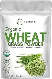 Sustainably US Grown, Organic Wheat Grass Powder, 8 Ounce (75 Serving), Rich in Immune Vitamins, Fibers, Fatty Acids and Minerals, Support Immune System and Digestion Function, Vegan Friendly