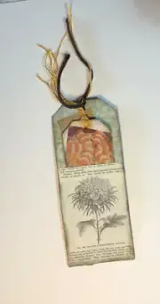Junk Journal Ephemera HANDMADE DOUBLE TAG WITH POCKET WITH VINTAGE ELEMENTS #7