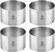 Hilsita Seamless Mousse Cake Ring Molds, Food Ring Molds, Cake Cutter for Baking, Stainless Steel Round Cooking Rings, Dessert Mold for Cake and Pastry (4pcs-3.15in)
