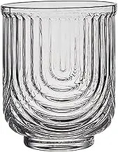 Ribbed Drinking Glasses, Grey Ribbed Glasses Drinking, Vertical Stripes Tea Mugs, Mojito Cups, Cocktail Glass, Iced Coffee Cup for Iced Tea, Wine, Beer, Juice, Cocktail, Whiskey(370ml)