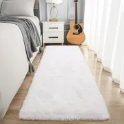 Runner Rugs for Bedroom,2x6 Cream White Fluffy Bedroom Rug,Soft Long Runner