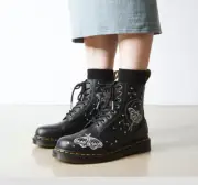 DR. MARTENS 1460 CELESTIAL MOTH EMBROIDERED LACE UP BOOTS MSRP$210
