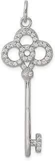 [JewelryWeb] 925 Sterling Silver Polished CZ Cubic Zirconia Simulated Diamond Key Pendant Necklace Measures 50x16mm Wide