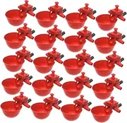 Abaodam 20Pcs Adjustable Automatic Water Drinkers for Pigeons Chickens Quails Convenient Poultry Drinking Cups with Controlled Water Volume Red