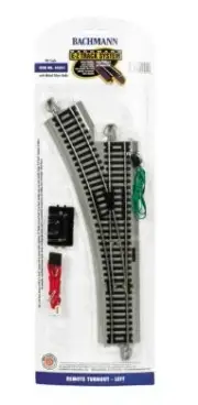 Bachmann E-Z Track Left Hand Remote Turnout, Nickel Silver Rail, HO Scale