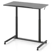 CostwayC-Shaped Sit Stand Desk with Adjustable Height and Metal Frame-Black