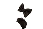 Mens Brown Plain Coloured Checkered Bow Tie & Matching Pocket Square Set