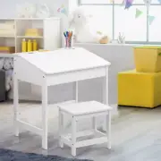 Table And Chairs Set Kids Study Lift Top Desk Storage Wooden Furniture White