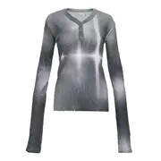 [NACHE] Faint Spray Ribbed Knit Top
