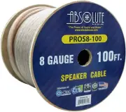 PROS8100 100' 8 Gauge PRO PA DJ Car Home Marine Audio Speaker Wire Cable Spool