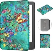 MOKASE Case for 6" Kindle Paperwhite 5/6/7th Generation 2012,2013,2015,2016 Version (Model: EY21 / DP75SDI), Hand Strap Slim PU Leather Cover for Old Version Kindle Paperwhite E-Reader, Butterflies