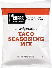 Chef's Companion Taco Seasoning Pouches - Authentic Mexican Flavor for Beef, Pork, Chicken or Any Taco Meat, Easy to Use, Just Add Water - 6 Count, 6.6oz Pouches