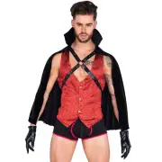 Vampire Costume Set Vest Cape High Collar Harness O Ring Mini Hot Shorts 5025