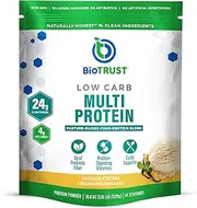 BioTrust Low Carb Natural and Delicious Protein Powder Whey and Casein Blend from Grass-Fed Hormone Free Cows, Non GMO, Soy Free, Gluten Free, Hormone and Antibiotic Free (6 Flavors) (Vanilla)