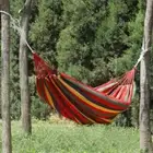 Thick Canvas Hammock Field Rollover Prevention Outdoor Swing 260x150 (Red Stripe