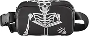 [XYMZR] Skeleton Read Book Funny Fanny Pack Hip Bag Belt Bag for Women Man Fashion Waist Pack Water-repellent Crossbody Bag for Halloween Costumes Running Hiking Jogging Travel Sport, Multi-colored, one