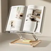Book Stand for Reading, Acrylic Cookbook Textbook Desk Stand with Pen Slot, Adju