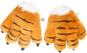 [MOBUTOFU] 1 Pair Tiger Gloves Warm Gloves Cartoon Gloves Warm Winter Gloves Animal Palm Gloves Lovely Gloves Plush Gloves Tiger Claw Gloves Tiger Palm Gloves Role-play Prop