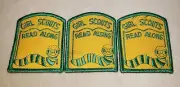 Lot of 3 Vintage Girl Scouts "Read Along" Patches Reading Awards Inch Worm