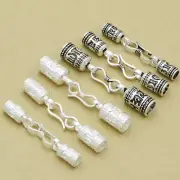 925 Sterling Silver Om mani padme hum Buddhist Leather Cord End Cap Connector