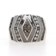 New Cocktail Ring Sterling Silver Quartz Smoky Clear 7.25 Yours by Loren 0.90ctw
