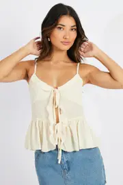 White Tie Up Top Singlet - Size 8, Women's Kimono