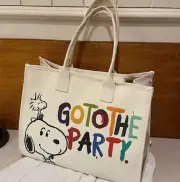 Cartoon Snoopy Handbag,Cartoon Printed Shoulder Bag, Canvas Casual Tote Bag