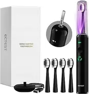 ECTEST Sonic Electric Toothbrush with Light 4 Brush Heads for Adults and Kids, One Charge for 60 Days, Wireless Fast Charge, 3 Modes, Electric Toothbrushes(Black)