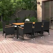 9-Piece Outdoor Patio Dining Set, Rattan Chairs, Black Table for Lawn, Garden, Seating Furniture Sets, Tables, Chairs