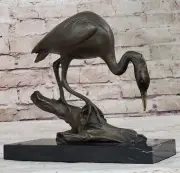 Lost Wax Method Coastal Bird Art Bronze Statue Egret Crane Heron Figurine Gift