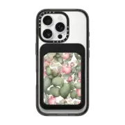 Snappy MagSafe Wallet Snappy™ BioVeg Wallet MagSafe Compatible Watercolor mint green bright pink peonies flowers