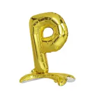 GOLD 27" tall Letter P Mylar Foil Standing Balloon Party Backdrop Decorations