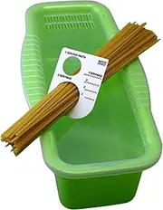 Dependable Industries Microwave Pasta Cooker with Built-in Portioning Tool - BPA-Free, Non-Stick Quick Meal Maker - Ideal for Efficient, Easy Pasta Preparation (Yellow), Green