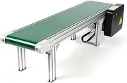 PVC Flat Conveyor Belt Systems, PVC Belt Conveyor with Copper Core Motor and Corner Code, Stepless Speed Regulation and Anti-Deviation Design, Safety Holds 330 Lbs, for Industrial Transpor