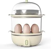Hard Boiled Egg Cooker, 14-Egg Rapid Egg Boiler with 304 Stainless Steel Steamer Bowl, One-Button Switch, Compact Electric Vegetable Steamer for Cooking, Dishwasher Safe