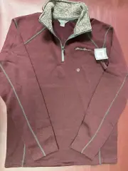 Eddie Bauer Men's Burgundy Quarter Zip Pullover Sweater Size M Brand New
