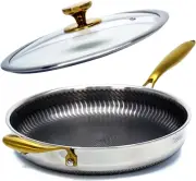 Hybrid Non Stick 12" Frying Pan Lid Stay-Cool Handle Woks & Stir-fry Pans Silver