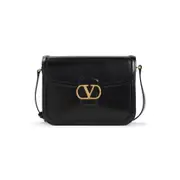 [Valentino Garavani] Valentino Garavani-Black Calf Leather Shoulder Bag-Uomo OS OS