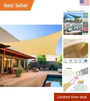 Custom Size Rectangle Sun Shade Sail Canopy - Sand - UV-Blocking - Durable