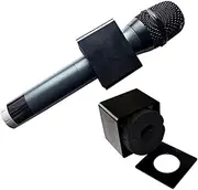 GOOHOCHY Handheld Square Microphone Station Black Professional Interview Mic Logo Flag Holder Durable Non Deformable Design for Commercial Use